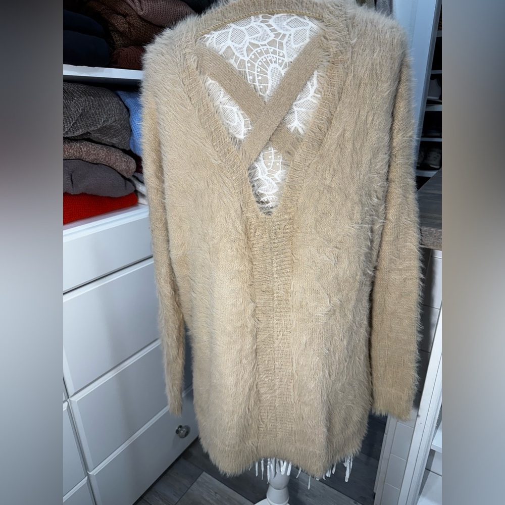 Jessica Simpson Fuzzy Beige Sweater
